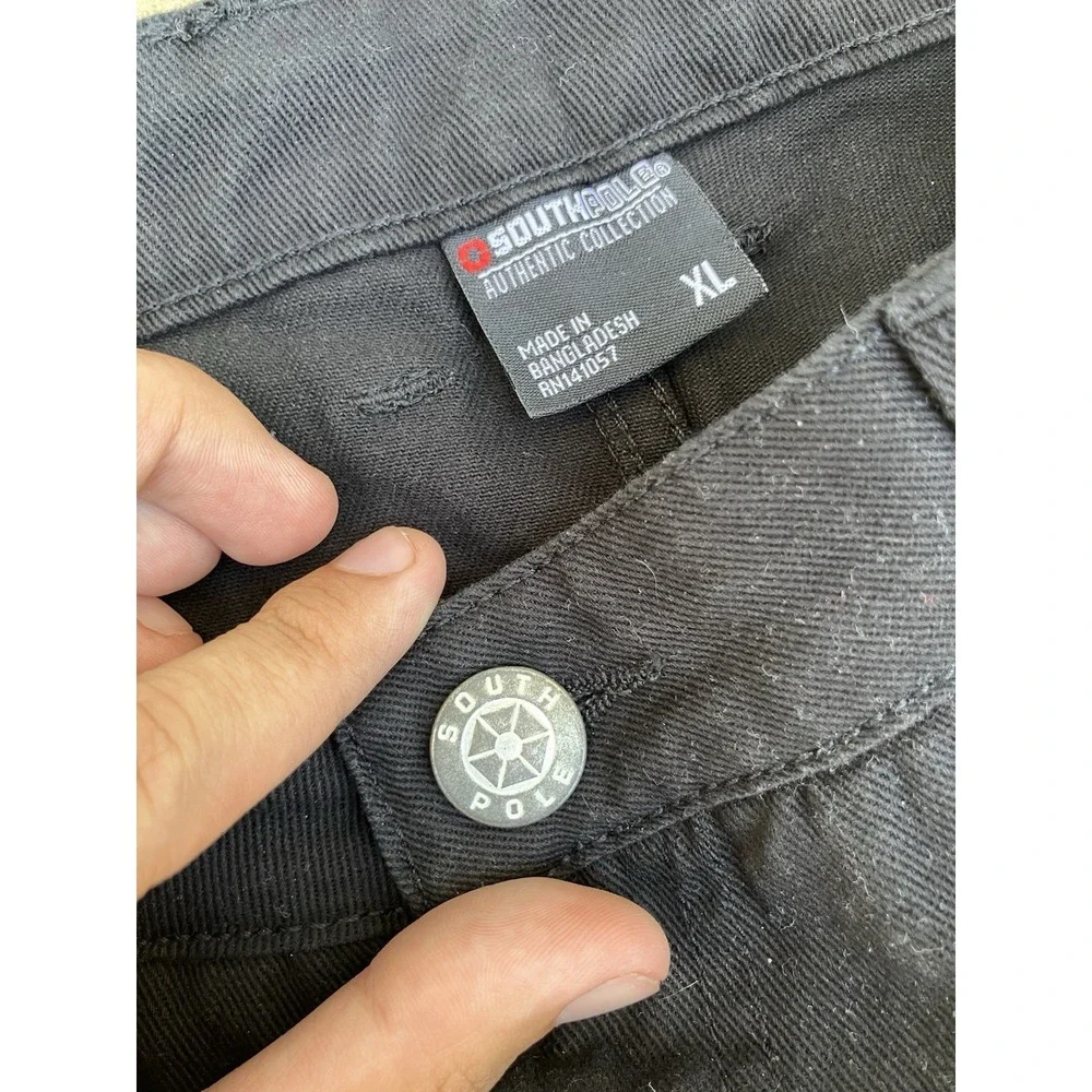 Southpole Men's 36x34 Straight Solid Black Denim Jeans Baggy Hip Hop NWT XL